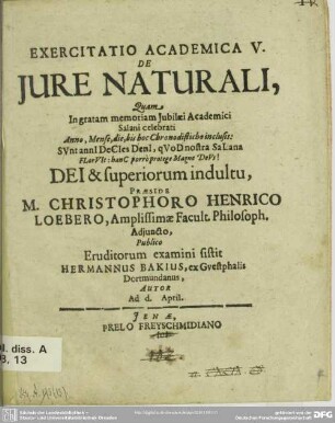 5: Exercitatio academica ... de jure naturali