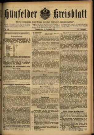 Ausgabe vom Samstag, den 06. September 1919.