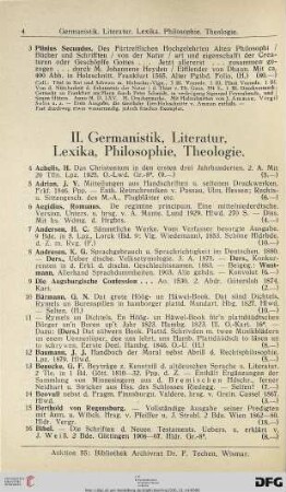 II. Germanistik, Literatur, Lexika, Philosophie, Theologie (Nr. 4-183)