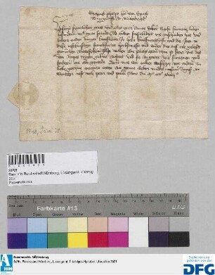 Schenck Philips Herr von Erpach, Burggraf zu Miltenberg sagt für die Nürnberger Kaufmannschaft zur Frankfurter Herbstmesse Geleit zu.