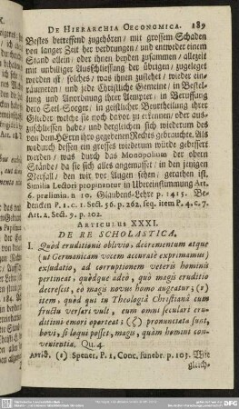 Articulus XXXI. De Re Scholastica