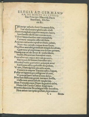 Elegia Ad Germaniam, De Morte Illustrissimi Principis Mauricii ...