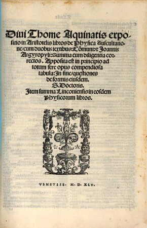 Expositio super 8 libros Physicorum Aristotelis