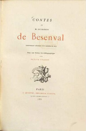 Contes de M. le Pierre Victor de Besenval : Avec une Notice bio-bibliographique par Octave Uzanne, Textband