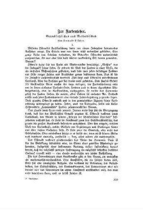 Zur Farbenlehre : Grundsätzliches und Methodisches