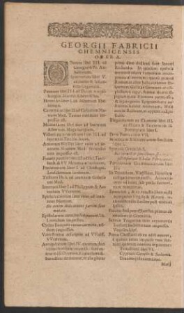 Georgii Fabricii Chemnicensis Opera.
