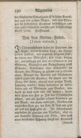 Von dem Nerven-Fieber. (Febre nervosa.)