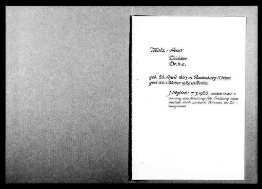 Holz, Arno - Schriftsteller 1926 - Mai - 7