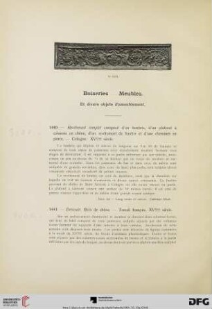 Boiseries – meubles (No. 1440-1512)