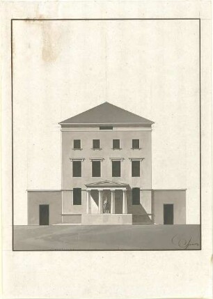 Speeth, Peter; Dreigeschossiges Haus mit Portikus - Fassade (Ansicht)