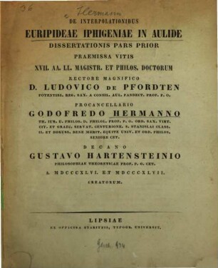 De interpolationibus Euripideae Iphigeniae in Aulide, 1