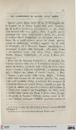 7: Sui camipidoglj di alcune citta̕ sarde