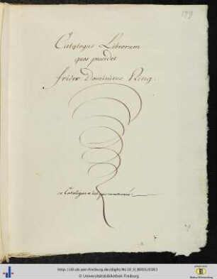 [fol. 179-191] Catalogus Librorum quos possidet Frider. Dominicus Ring.