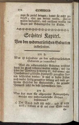 Sechstes Kapitel. Von den widernatürlichen Geburten insbesondere.