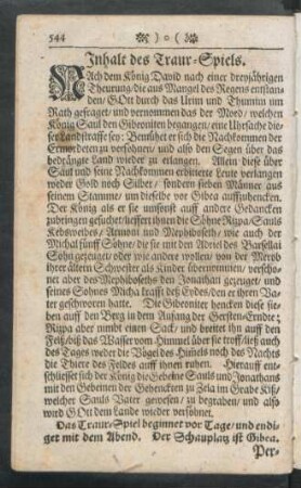 Inhalt des Traur-Spiels.