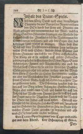 Inhalt des Traur-Spiels.