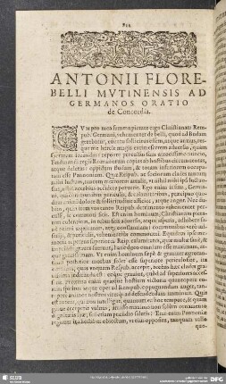Antonii Florebelli Mutinensis Ad Germanos Oratio de Concordia