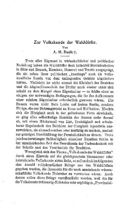 Zur Volkskunde der Walddörfer