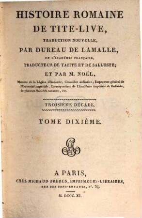 Histoire romaine de Tite-Live, 10. Troisième décade