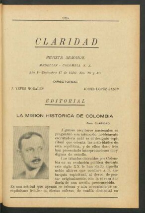 La misión histórica de Colombia : Editorial