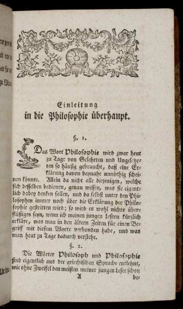 Einleitung in die Philosophie überhaupt.