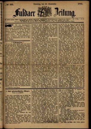 Ausgabe vom Dienstag, den 29. September 1885.