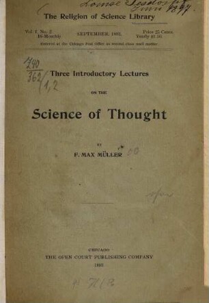 Three Introductury Lectures on the Science of Thought