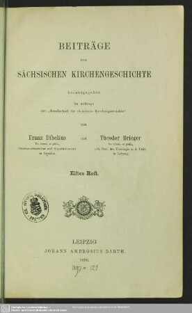11.1896: Beiträge zur sächsischen Kirchengeschichte