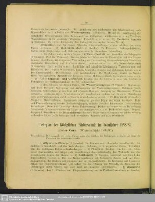 Lehrplan der Königlichen Färberschule