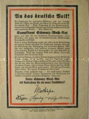 Aufruf der "Kampffront Schwarz-Weiß-Rot" zur Reichstagswahl 1933