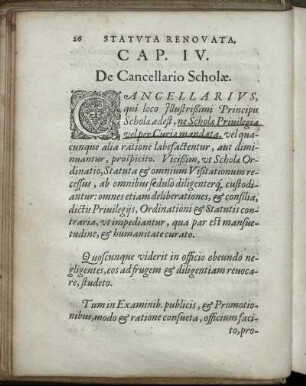 Cap. IV. De Cancellario Scholae