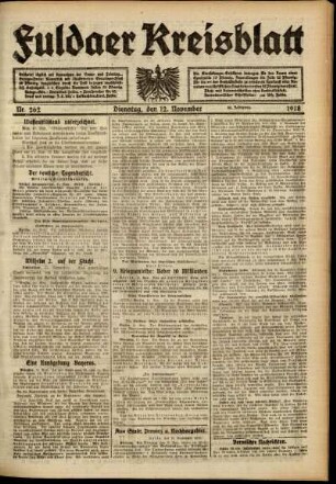 Ausgabe vom Dienstag, den 12. November 1918.