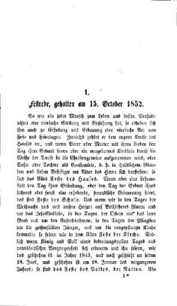 Festrede, gehalten am 15. October 1852