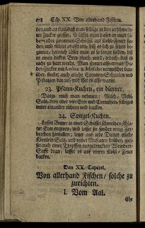 Das XX. Capitel. Von allerhand Fischen / solche zu zurichten.