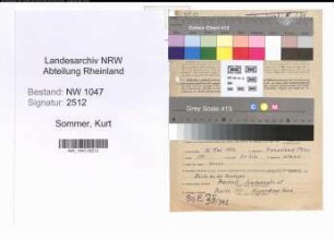 Entnazifizierung Kurt Sommer , geb. 26.05.1902 (Zollbeamter)