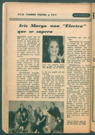Iris Marga, una "Electra" que se supera