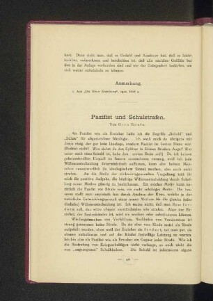 Pazifist und Schulstrafen.