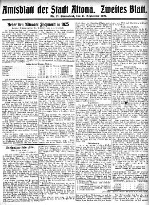 Nummer 37. Zweites Blatt. : Sonnabend, den 11. September 1926