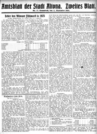 Nummer 37. Zweites Blatt. : Sonnabend, den 11. September 1926
