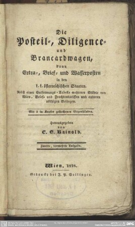 Die Posteil-, Diligence- und Brancardwagen, dann Extra-, Brief- und Wasserposten in den K. K. österreichischen Staaten