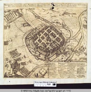 Belagerungskarte der Stadt Pilsen in Böhmen