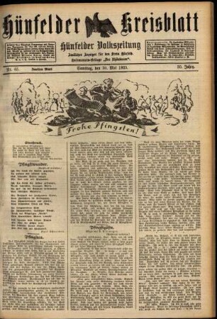 Zweite Ausgabe vom Samstag, den 30. Mai 1925.