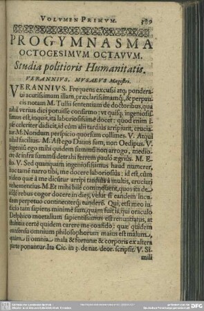 Progymnasma Octogesimum Octavum. Studia politioris Humanitas