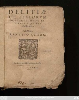 2: Delitiae CC. Italorum Poetarum, Huius Superiorisque Aevi illustrium