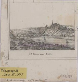 Ansicht von Meißen, Lithographie, um 1850 : Meissen gegen Norden. - [S.l.] , [um 1850]. - 1 Kunstbl. : Lithogr. ; 11 x 8 cm