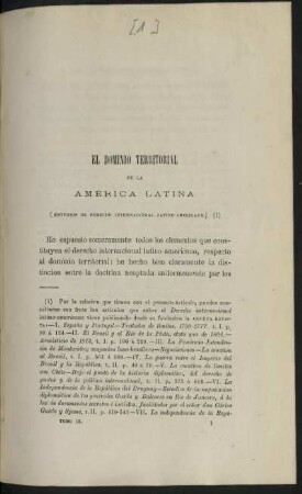 El domino territorial en la America Latina - (Estudios de Derecho Internacional Latino-Americano) (1)