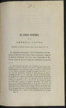 El domino territorial en la America Latina - (Estudios de Derecho Internacional Latino-Americano) (1)