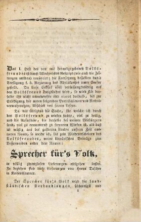 Rechtsverwahrungen und Erklärungen des Herausgebers der Zeitschrift: der Rheinbayerische Volksfreund