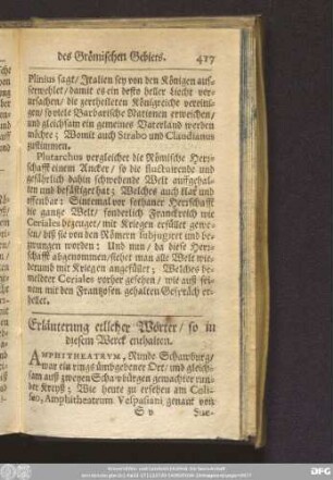 Erläuterung etllcher Wörter/ so in diesem Werck enthalten.