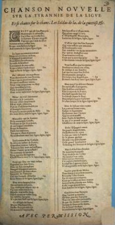 Chanson nouvelle sur la tyrannie de la Ligue
